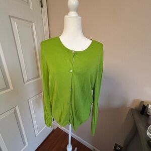 Coldwater Creek Lime Green Button-Front Women's Cardigan